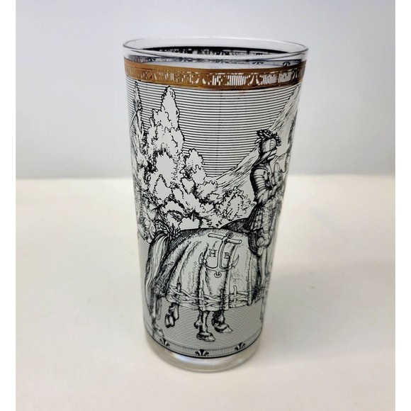 Vintage Cera High Ball Knights Camelot Glasses Tumblers MCM 22K Gold Trim Durer - Picture 8 of 14